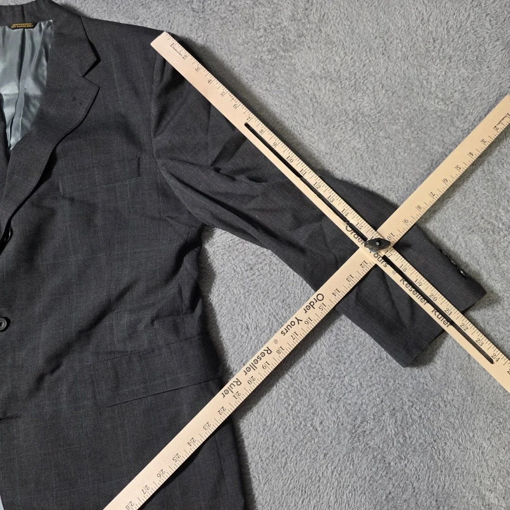 Woody's Mens 43R 34x31 2-Piece Suit Charcl Grey Windowpane Check 3-Button Blazer